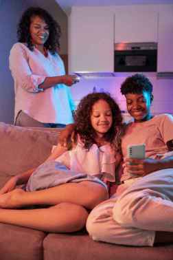 Family enjoying powered home